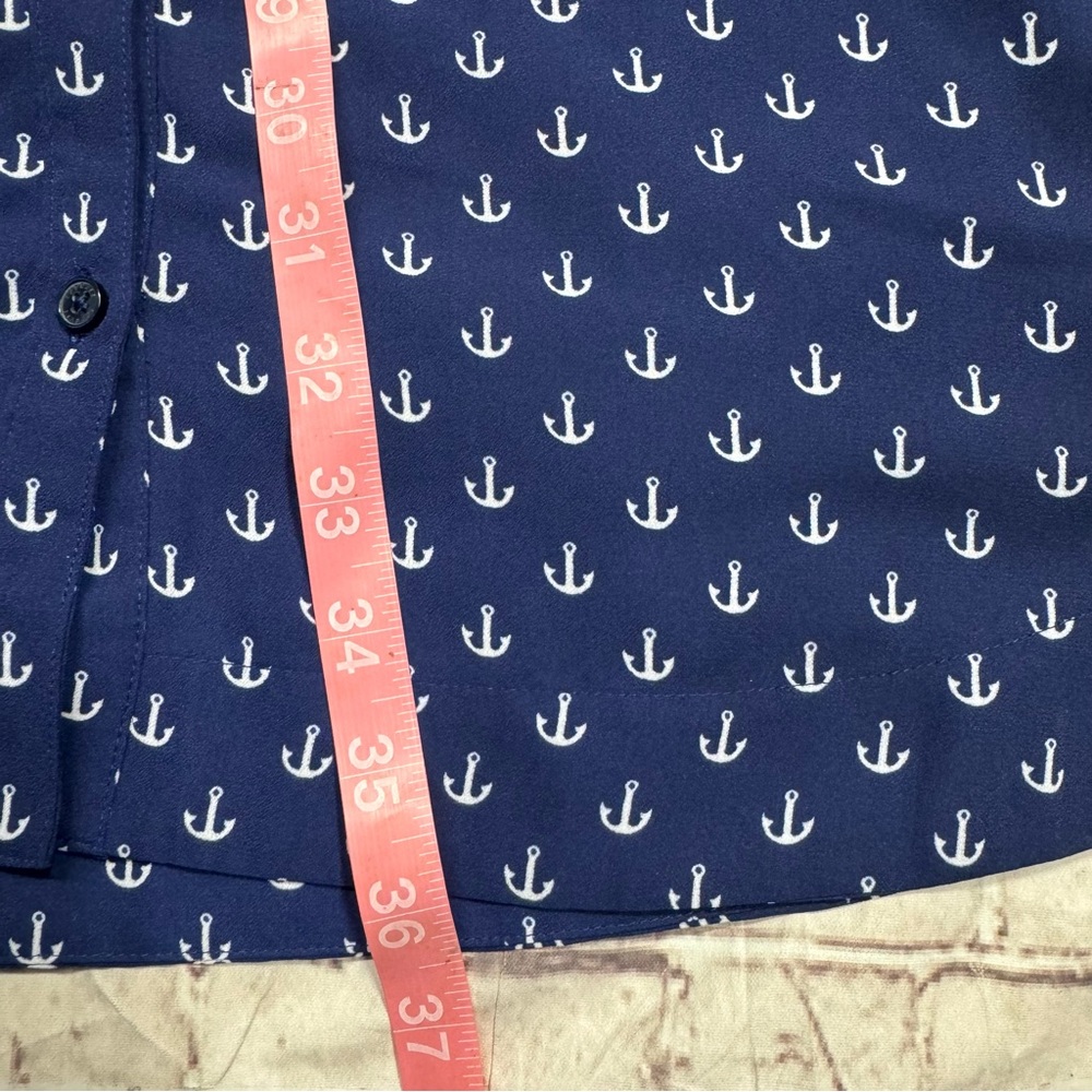 Express Medium Anchor Printed Button Up Ribbon Ti… - image 6